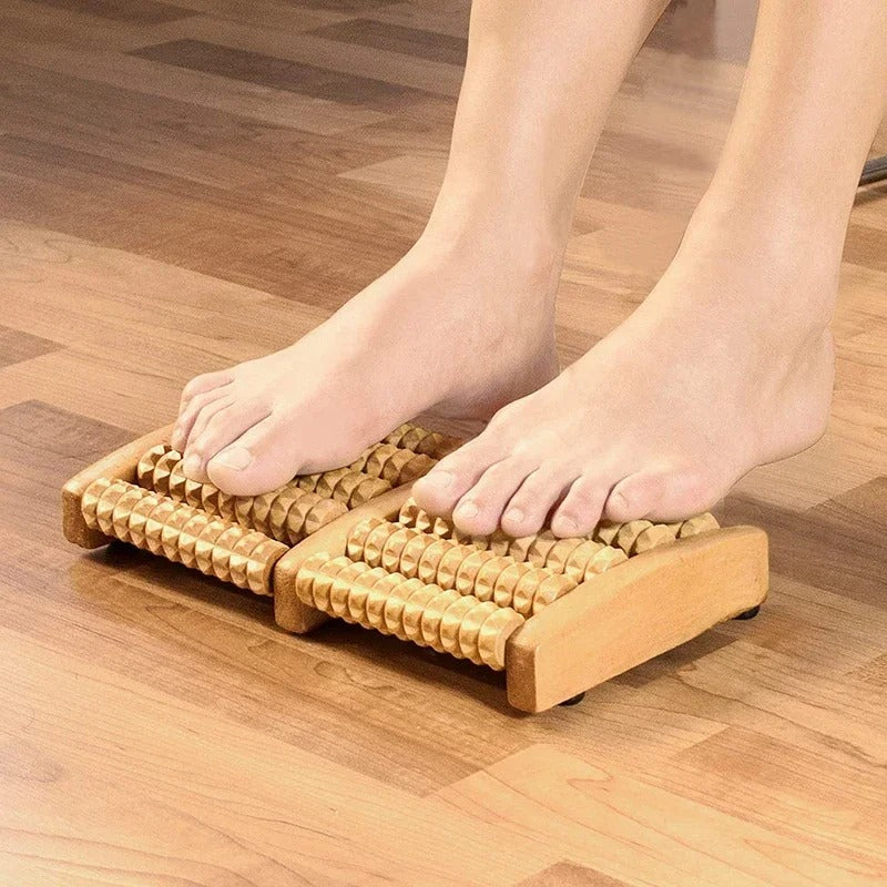 Traditional Wooden Roller Foot Massager: Acupressure Stress Relief