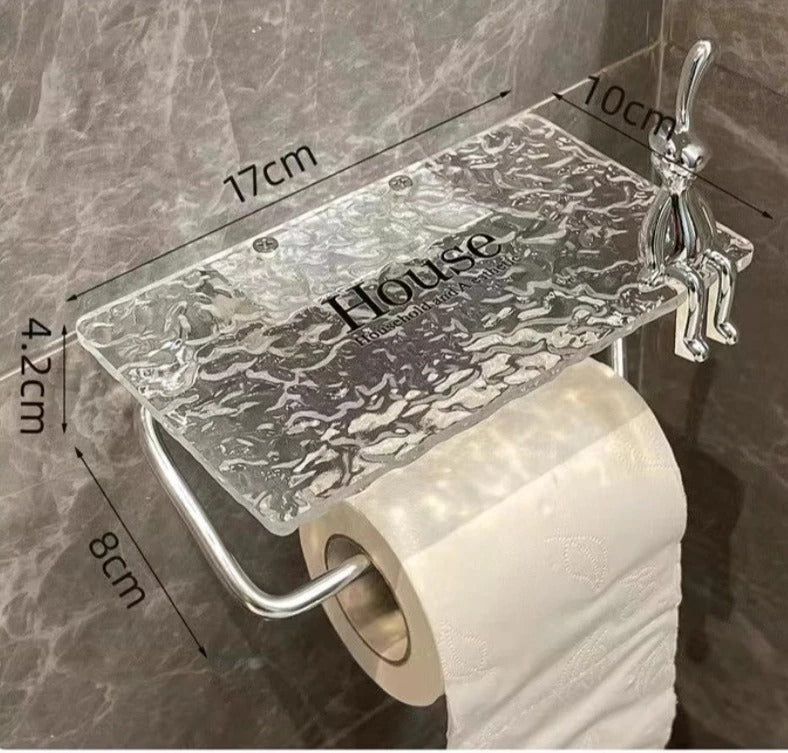 Luxury Acrylic Toilet Paper Holder with Integrated Storage Shelf