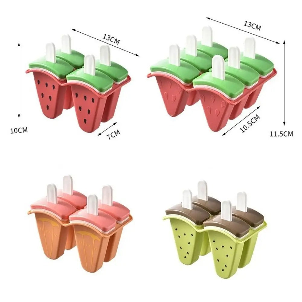 4-Piece Watermelon Popsicle & Ice Cream Maker Mold Set