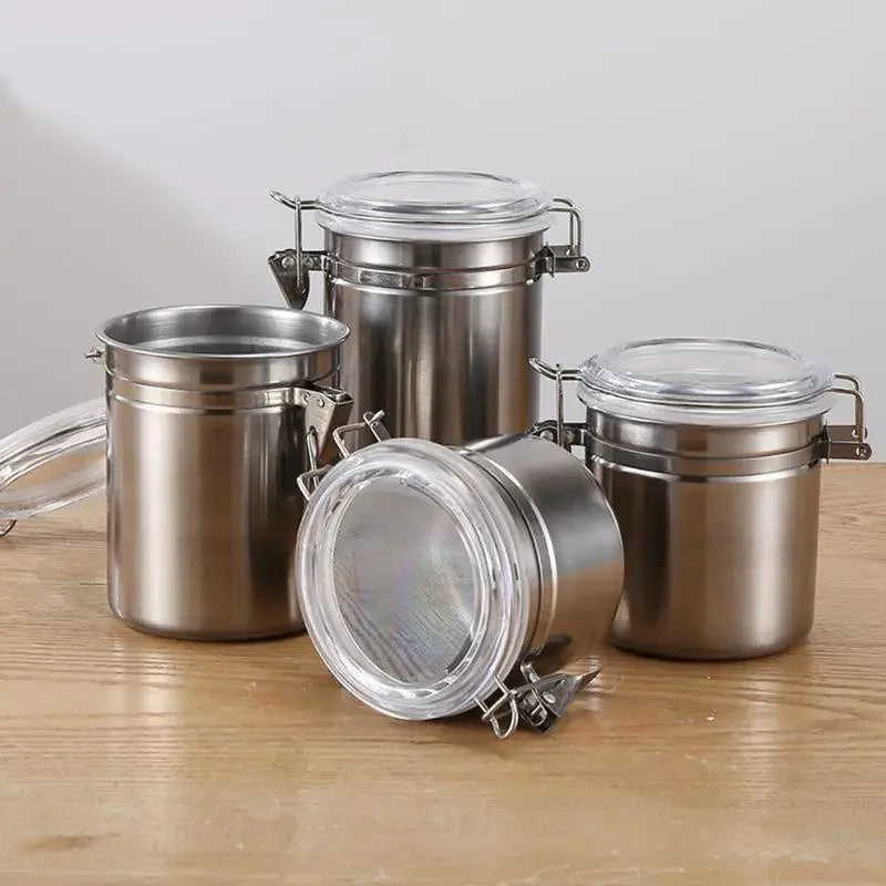 4-Piece Premium Stainless Steel Airtight Canister Set