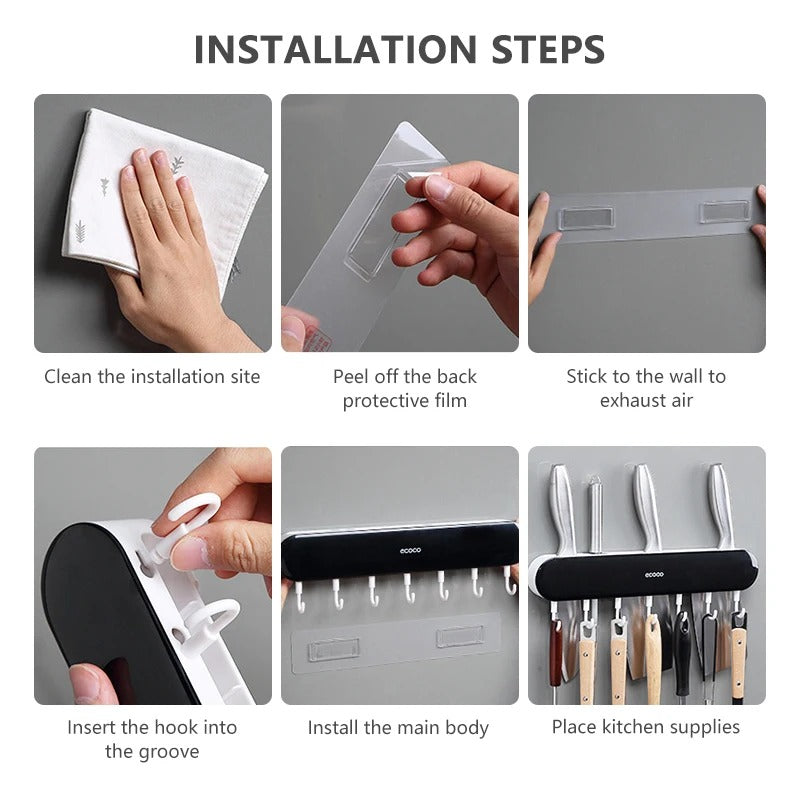 ECOCO Multifunctional Wall-Mounted Knife & Kitchen Tool Organizer (Long)