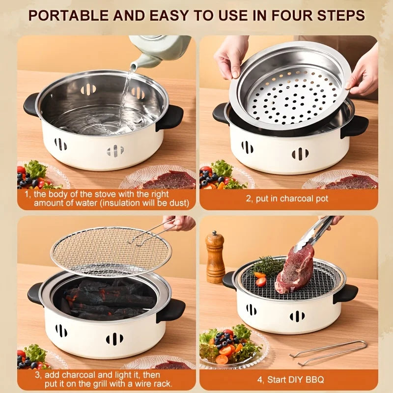 Portable Tabletop Barbecue Stove & Multi-Function BBQ Pan