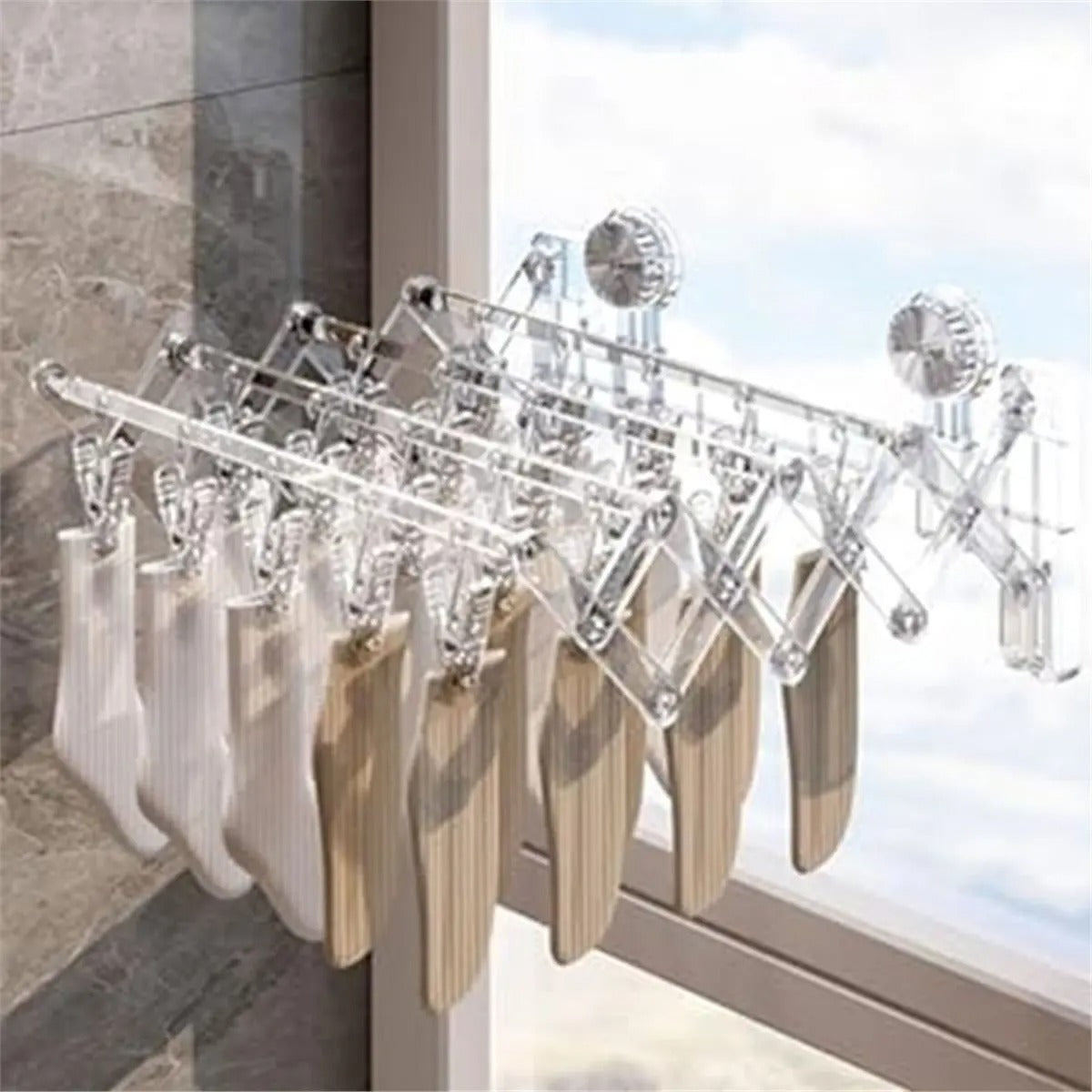 FlexiGrip Sock Rack | Retractable Suction Drying Hanger