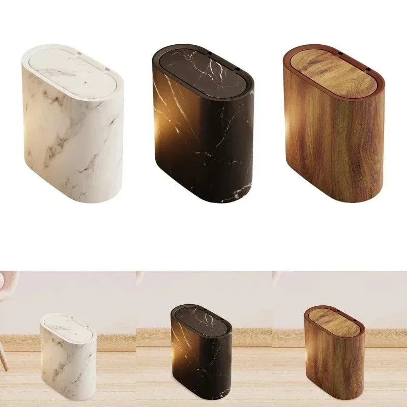 Modern Slim Premium Plastic Dustbin with Press-Top Lid (Random Design)