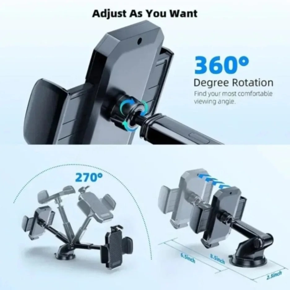 360° Rotatable Rearview Mirror Car Phone Holder with Strong Grip