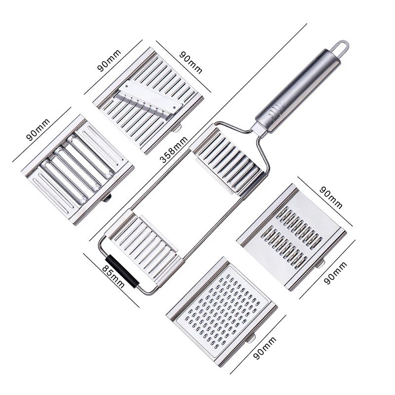 Multi-Function Stainless Steel Chopper – Manual Vegetable Slicer & Grater