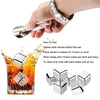 6-Piece Reusable Stainless Steel Ice Cube Set with Tong