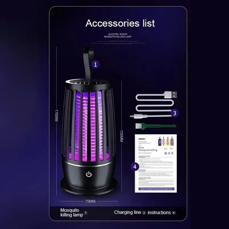 4000mAh Rechargeable Electric Mosquito Killer Lamp – Silent Zapper