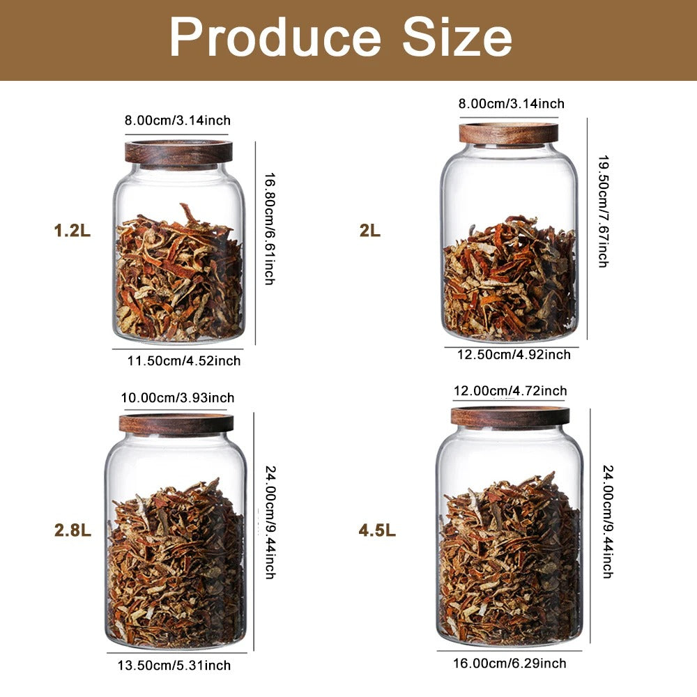 Large Capacity Borosilicate Glass Jar with Airtight Wood Lid MJ