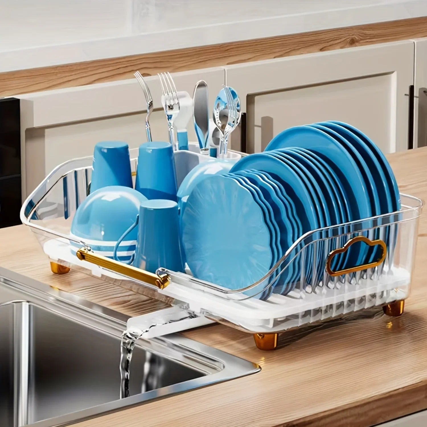 Acrylic Luxury Dish Drain Rack – Premium Countertop Drying Organizer KT