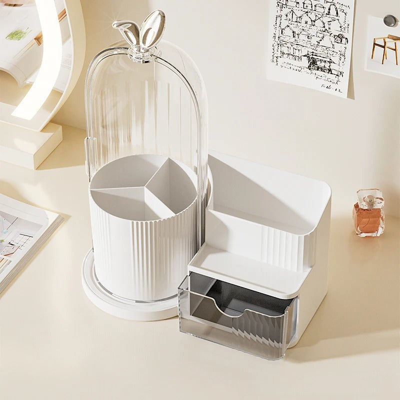 2-in-1 Rotating Dome Brush Station & Cosmetic Organizer