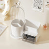 2-in-1 Rotating Dome Brush Station & Cosmetic Organizer