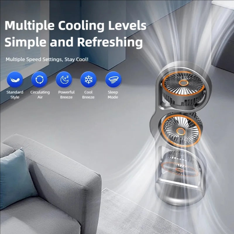 Rechargeable 360° Oscillating Table Fan with LED Light