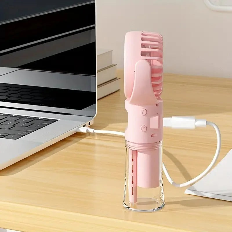 Portable Water Mist Fan: Mini Rechargeable 4-Speed Cool Spray