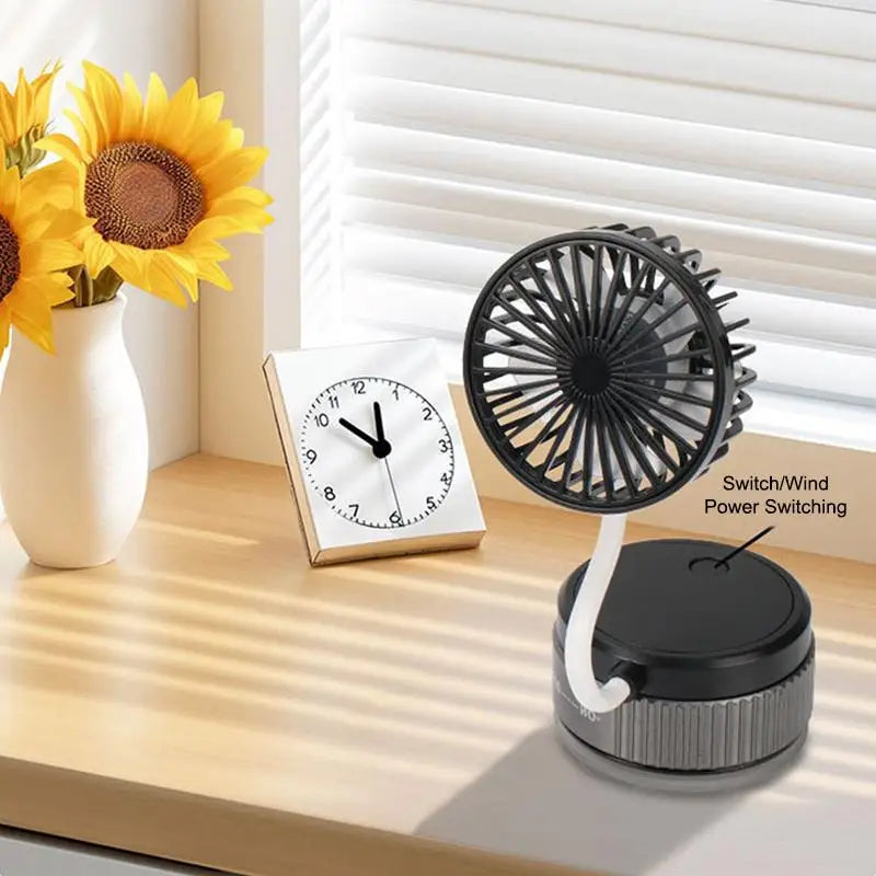 3-in-1 Mini Wall-Mount & Desktop Flexible Neck Rechargeable Fan