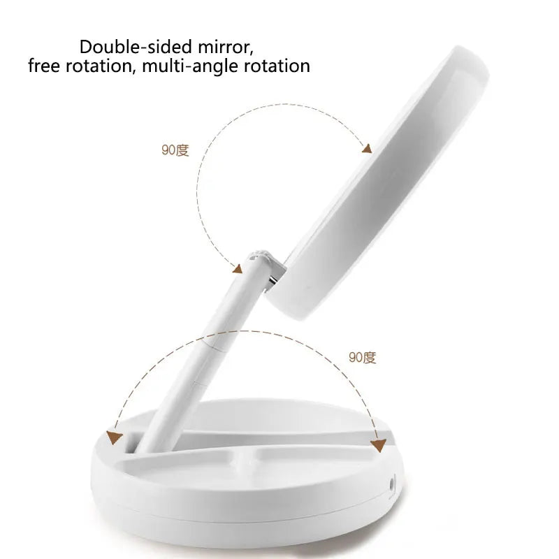 Premium Foldable Double-Sided LED Makeup Mirror