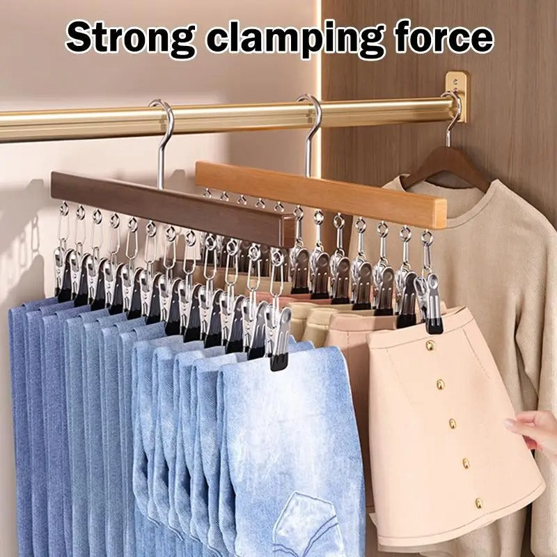 EcoHang Premium 12-Clip Heavy-Duty Wooden Laundry Hanger