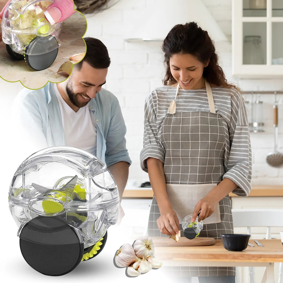 Mini Rolling Garlic Crusher & Mincer – Innovative Wheeled Manual Food Chopper