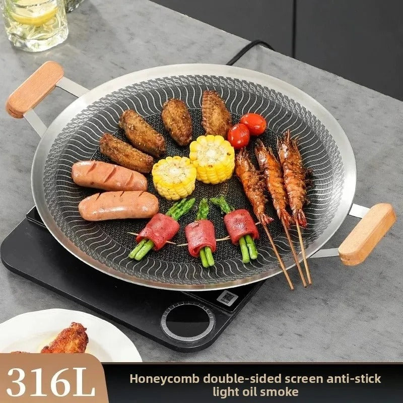 Non-Stick Korean Style BBQ Grill Pan - Portable Outdoor Griddle KL