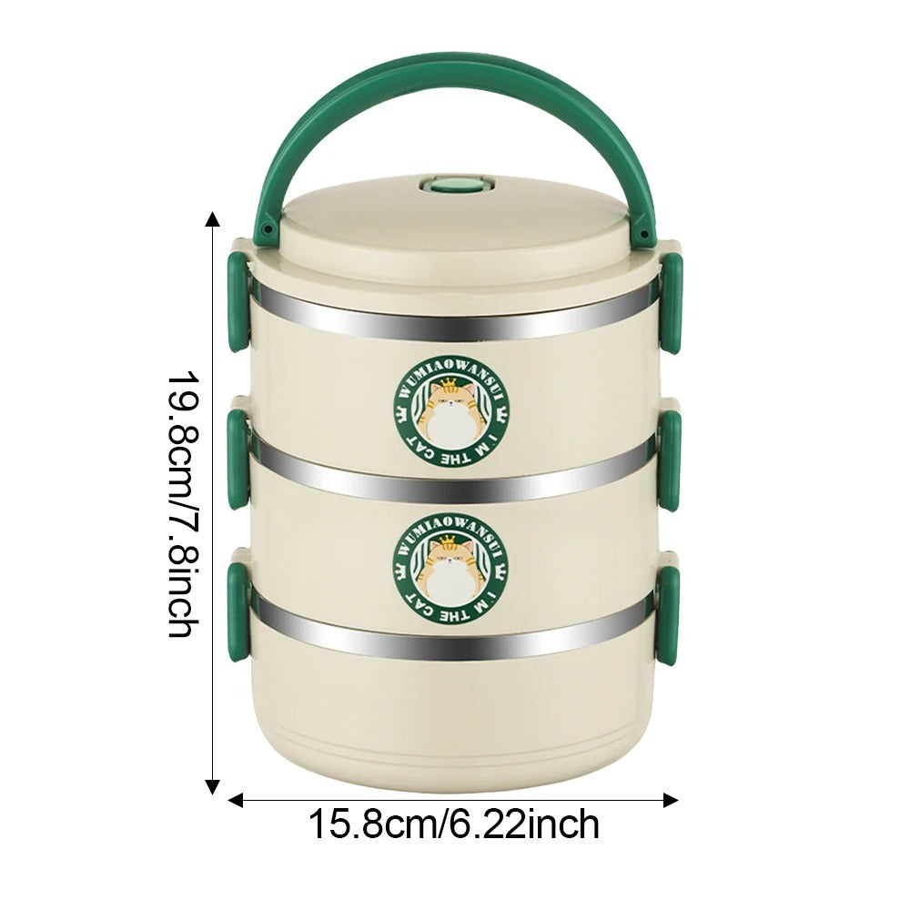 Cute Cat Multi-Layer Lunch Box – Insulated Stainless Steel Food Container