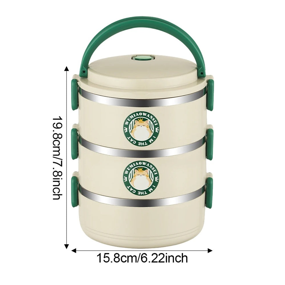 Cute Cat Multi-Layer Lunch Box – Insulated Stainless Steel Food Container