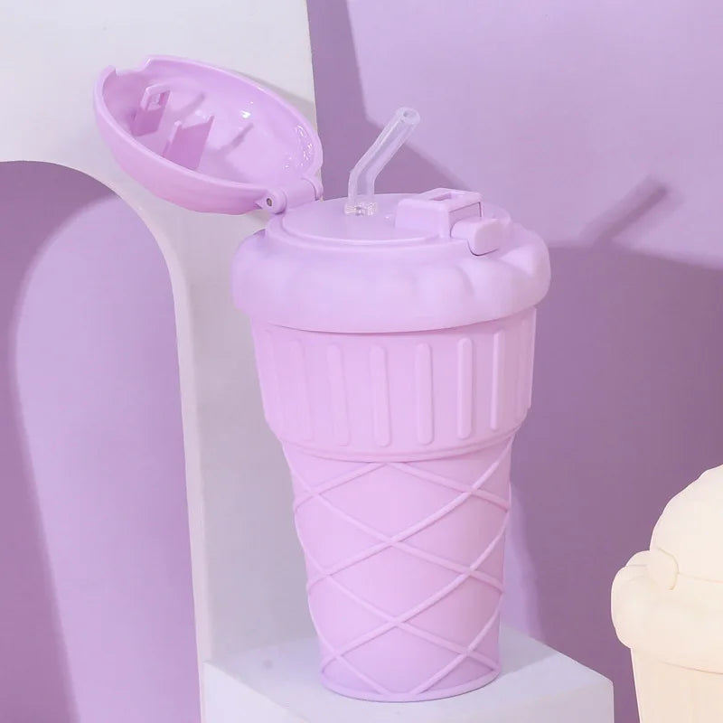 500ml Aesthetic Straw Tumbler – Reusable Clear Cold Cup with Lid