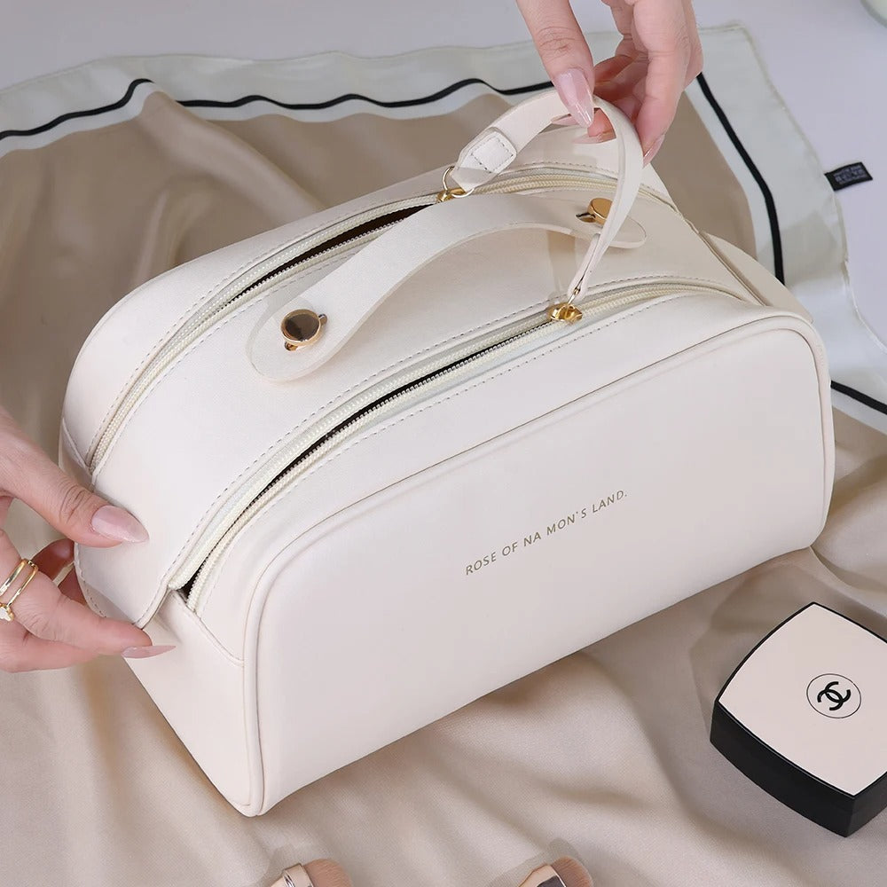 Luxury Cosmetic Leather Pouch – Travel Makeup Organizer (Random color)