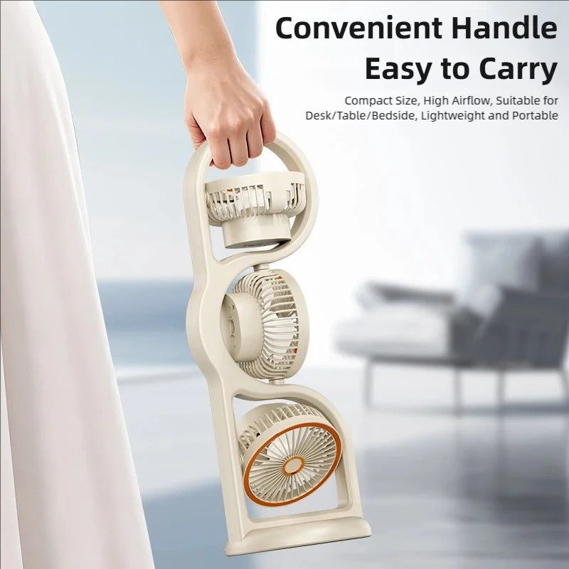 Rechargeable 360° Oscillating Table Fan with LED Light