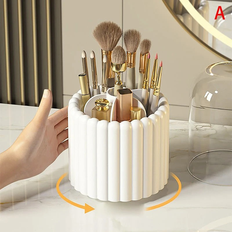 Rotating Makeup Brush Holder – Raised Dot Dust-Proof Storage Tube with Lid