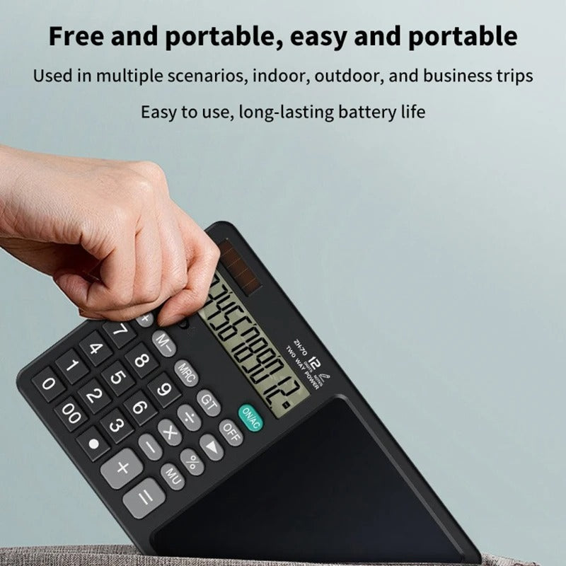 12-Digit LCD Desktop Calculator with Integrated Writing Tablet