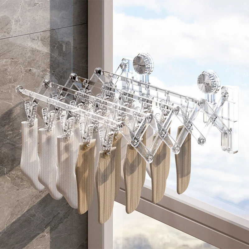FlexiGrip Sock Rack - Retractable Suction Drying Hanger