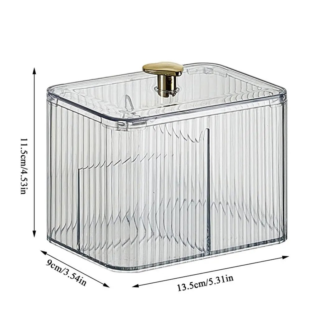 3-Compartment Cotton Swab & Pad Holder - Vanity Organizer