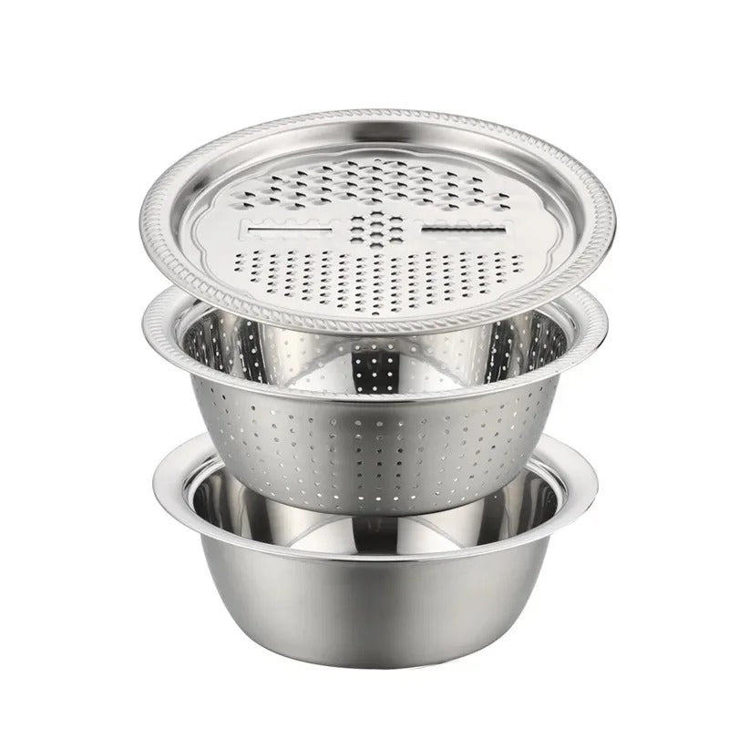 3-in-1 Multifunctional Stainless Steel Colander with Grater