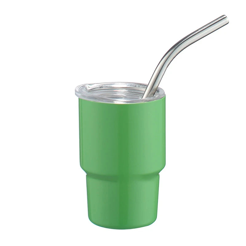 Premium Mini Stainless Steel Insulated Tumbler with Metal Straw (Random Color)