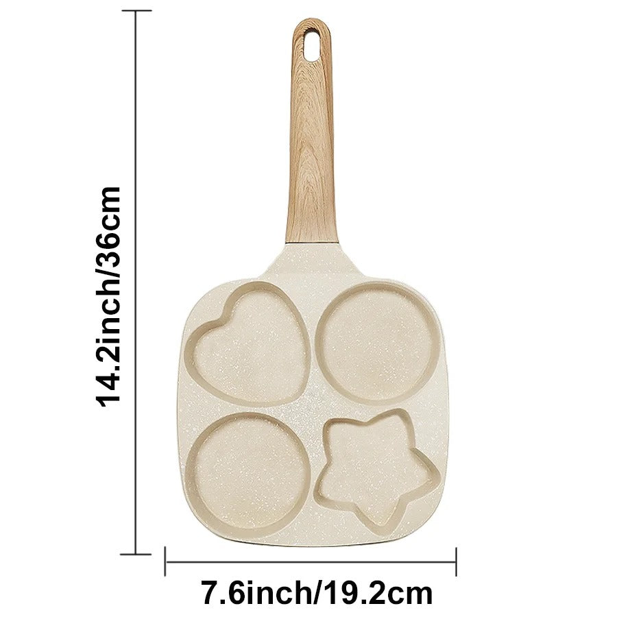Heart & Star Shape 4-Hole Non-Stick Breakfast Fry Pan KT
