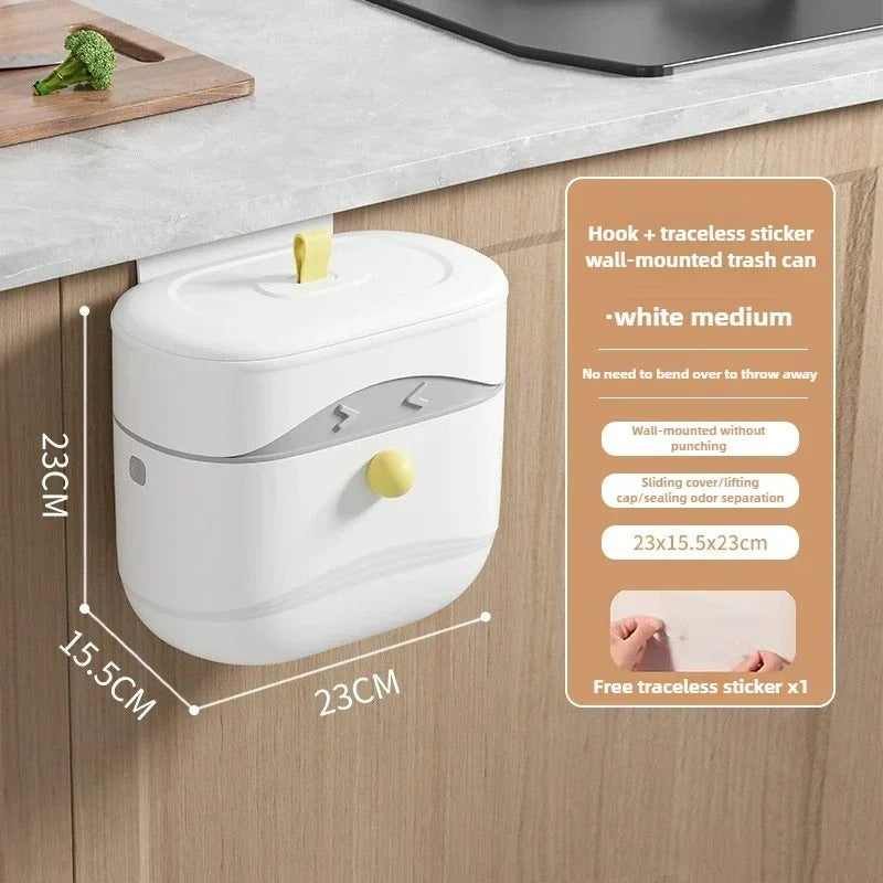 Wall-Mounted Swing-Top Waste Bin – Waterproof Space-Saver
