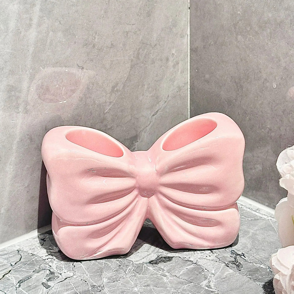 Elegant Bow Accent Multi-Purpose Organizer – Chic Desktop & Vanity Storage
