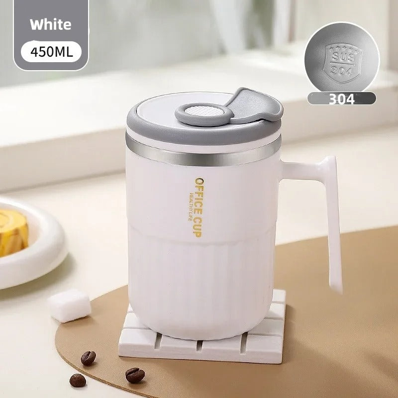 Premium Insulated Stainless Steel Coffee Mug with Straw (450ml)