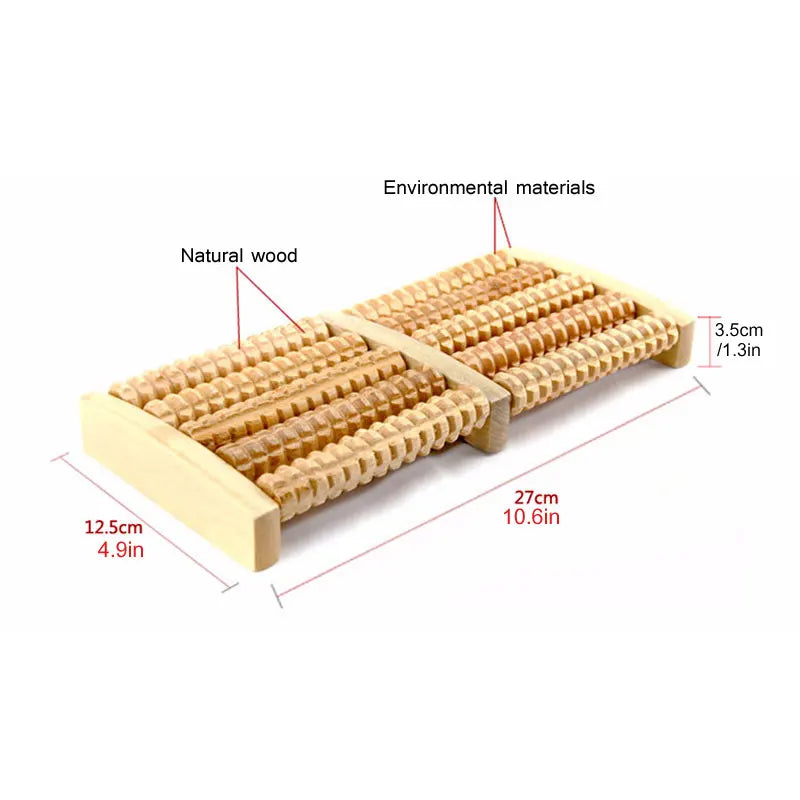 Traditional Wooden Roller Foot Massager: Acupressure Stress Relief