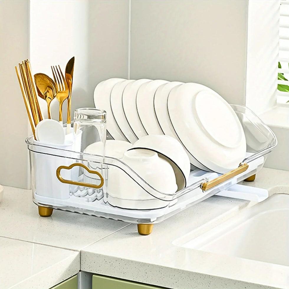 Acrylic Luxury Dish Drain Rack – Premium Countertop Drying Organizer