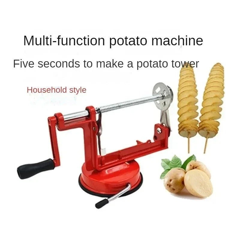 Professional Stainless Steel Spiral Potato Slicer – Manual Twisted Chip & Peeler Machine