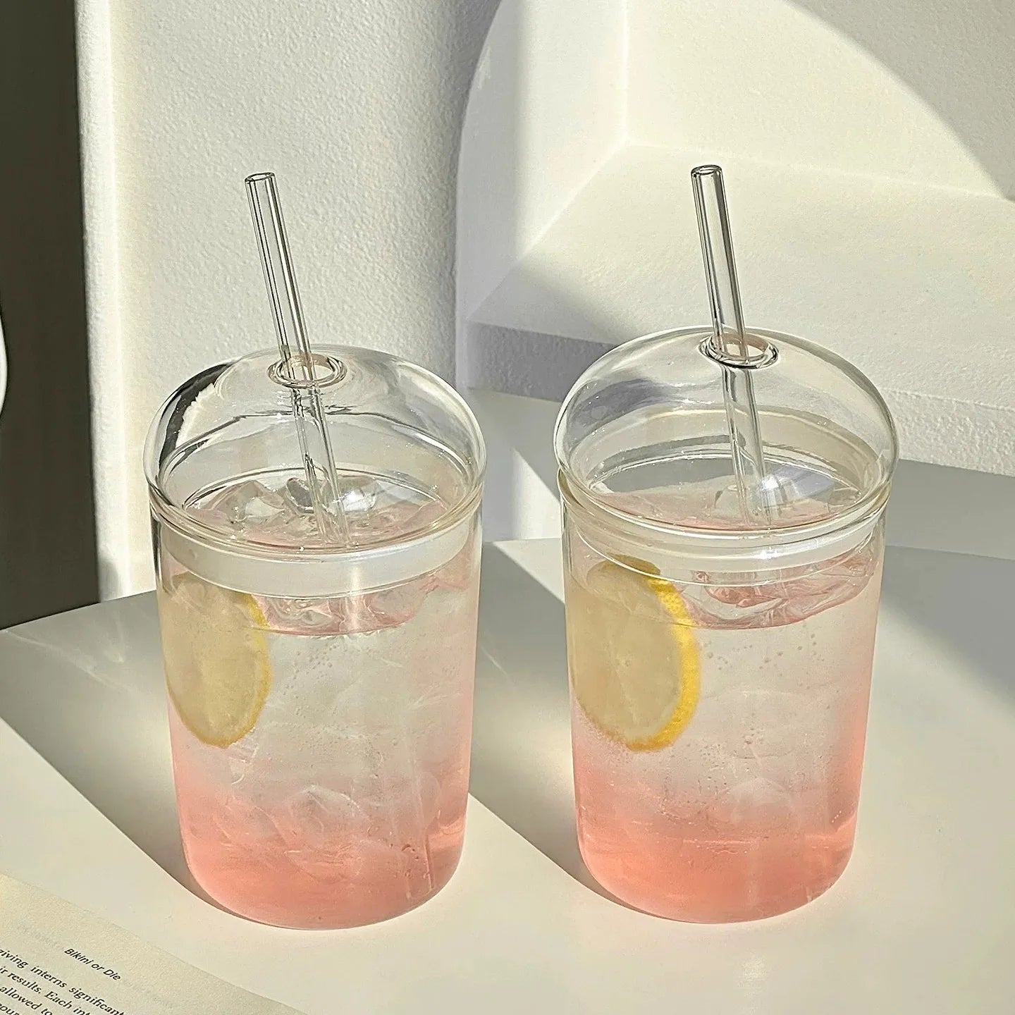 Aura Clear Borosilicate Glass Sipper with Glass Straw