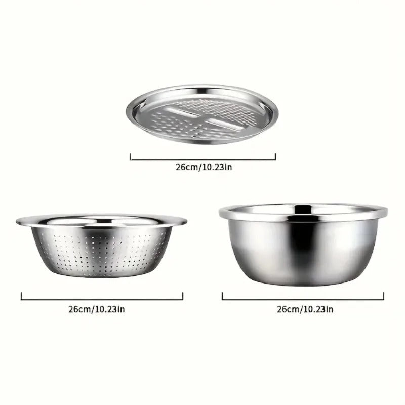 3-in-1 Multifunctional Stainless Steel Colander with Grater