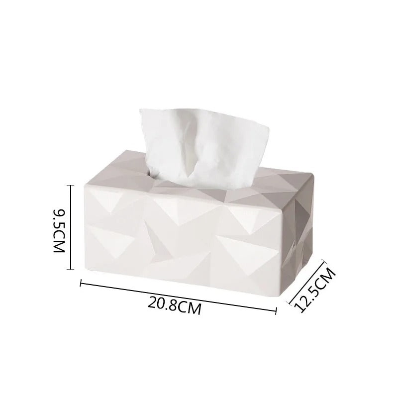 Minimalist Geometric Tissue Box – Modern White Holder