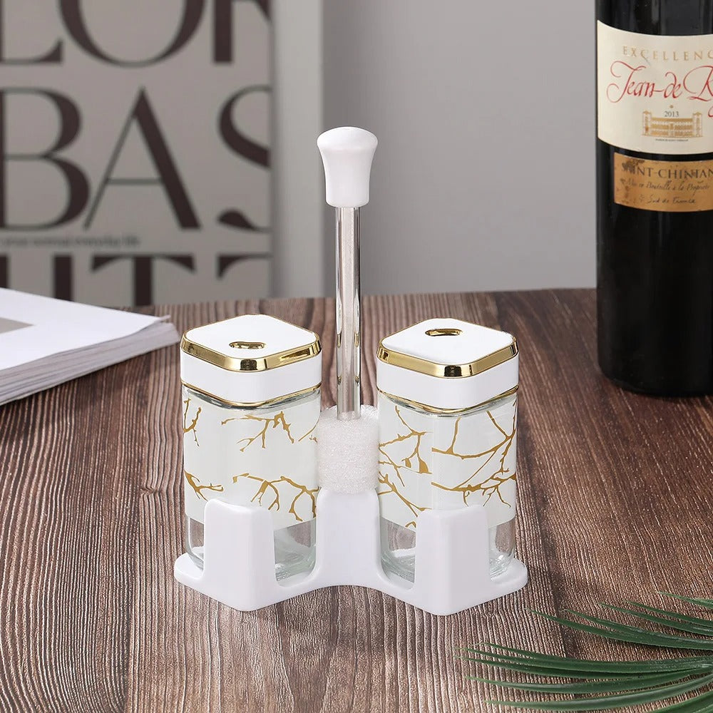 4-Piece Glass Oil Dispenser & Spice Jar Set – Leakproof Kitchen Organizer