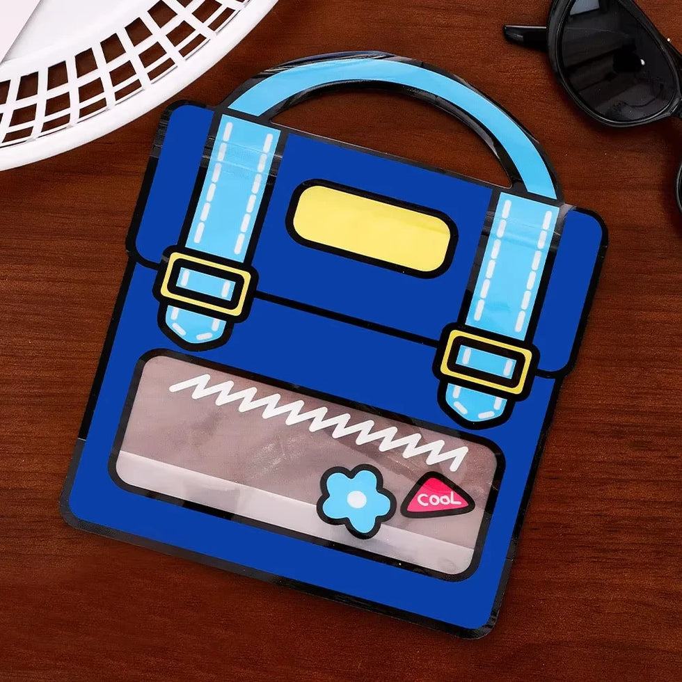 4-Piece Cartoon Backpack Self-Sealing Storage Bags - Cute Ziplock Pouch Set