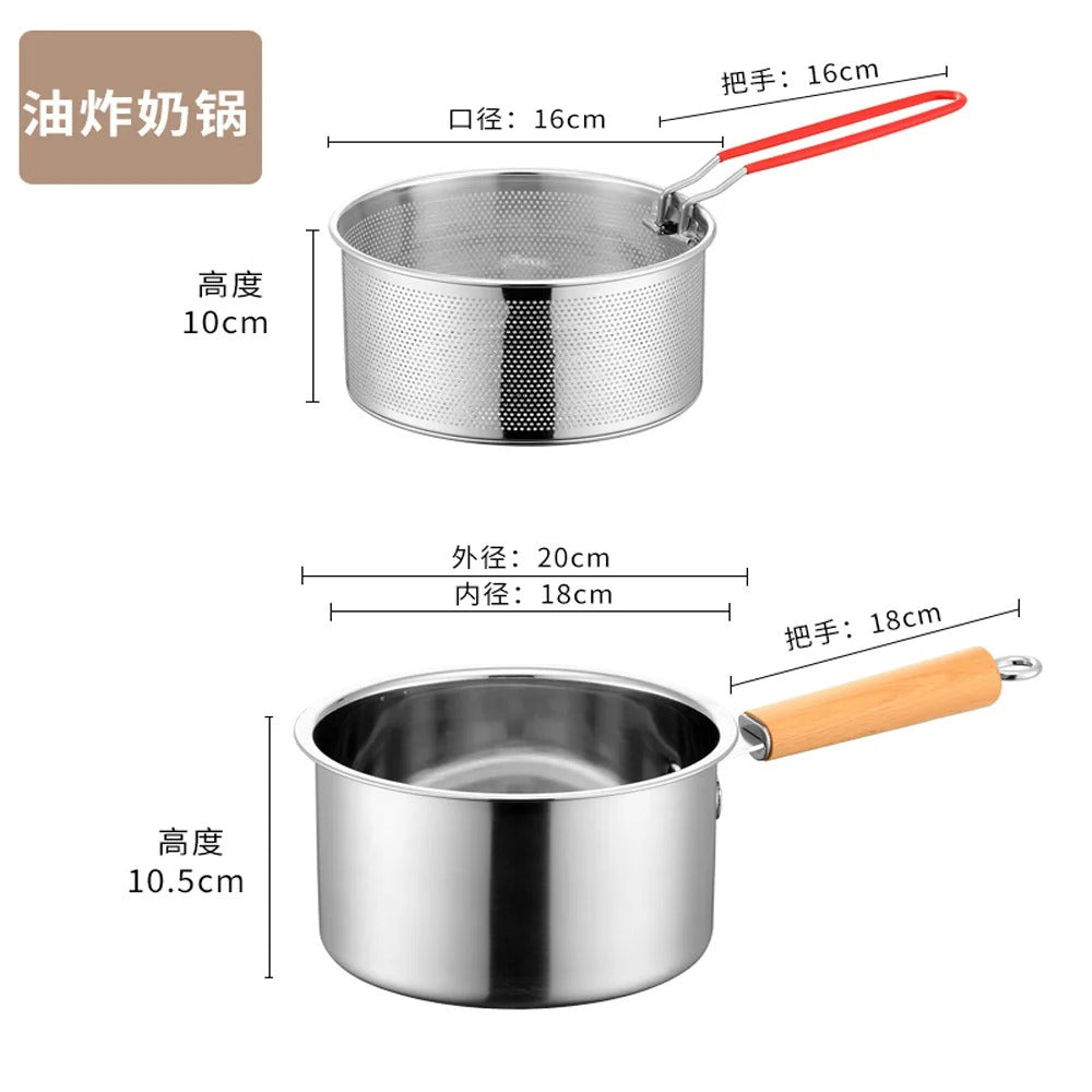 Stainless Steel Deep Frying Pot with Removable Mesh Strainer Basket