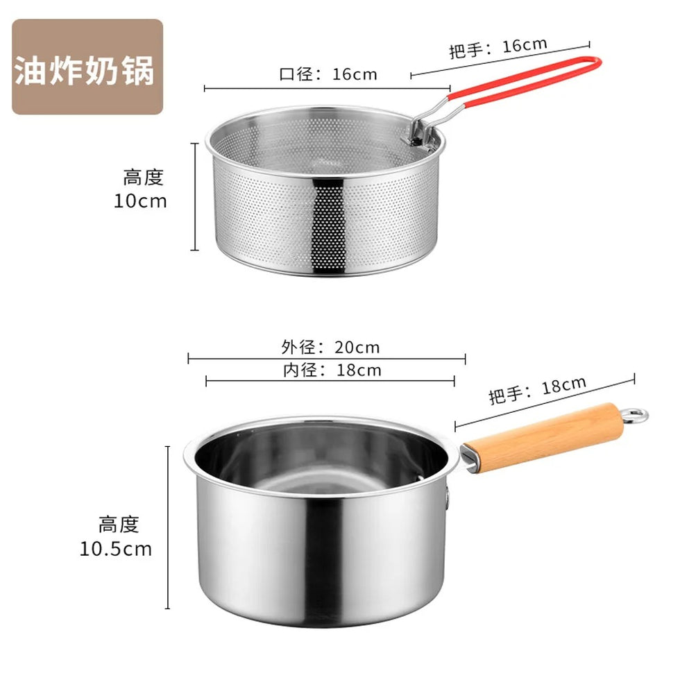 Stainless Steel Deep Frying Pot with Removable Mesh Strainer Basket
