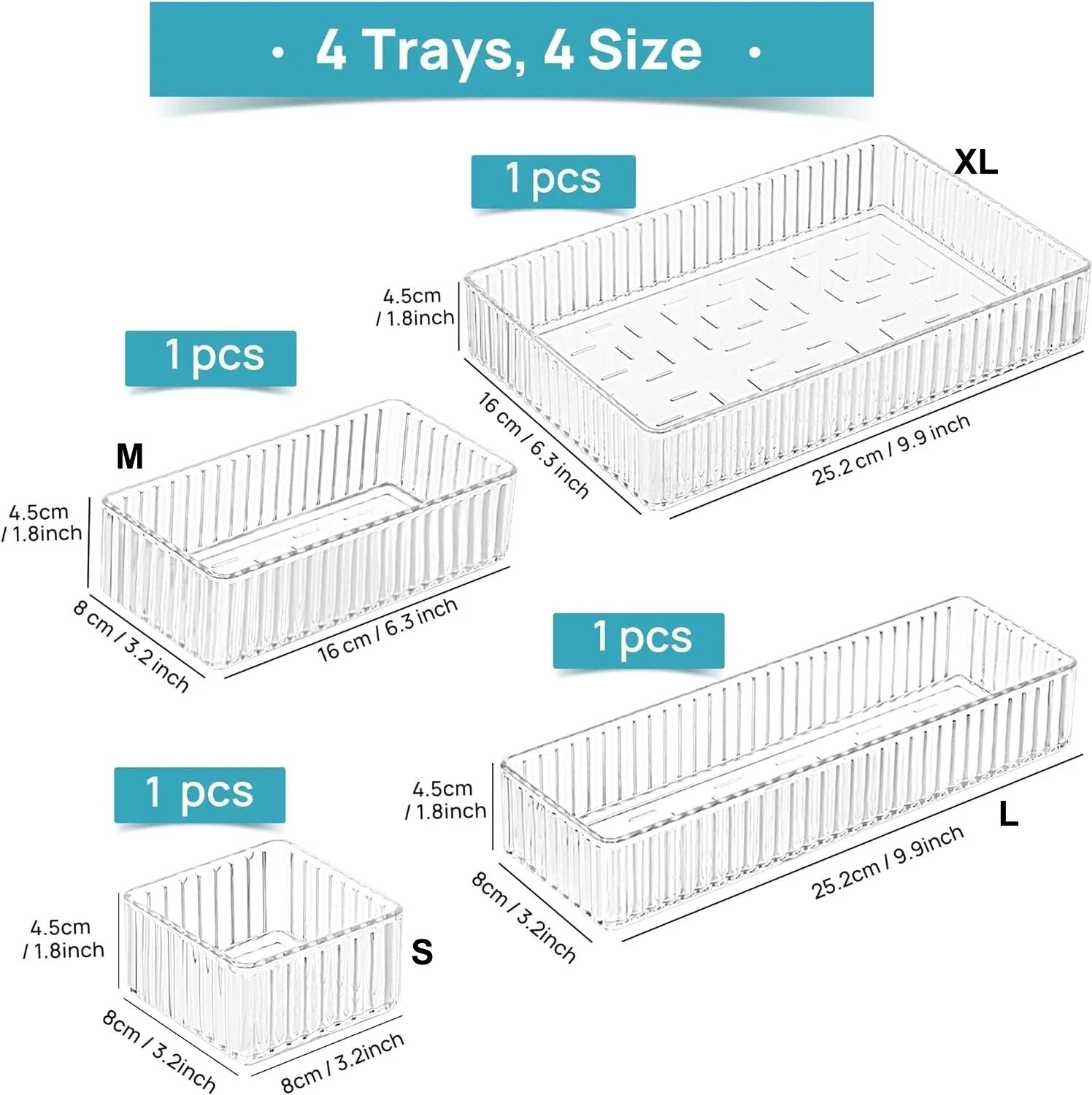 3-Piece Acrylic Drawer Divider & Makeup Tray Set