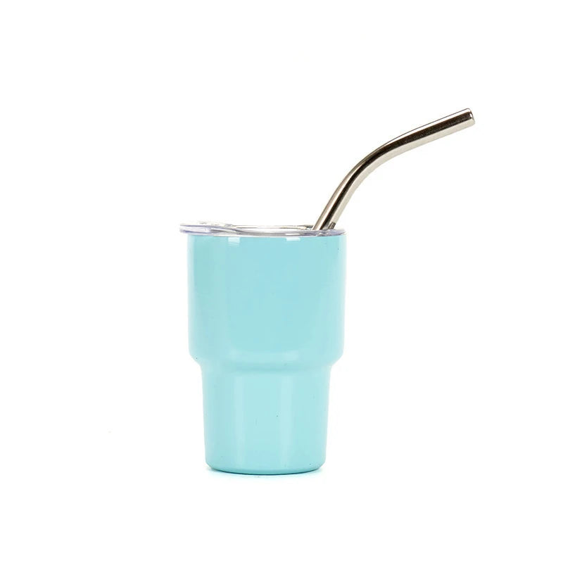 Premium Mini Stainless Steel Insulated Tumbler with Metal Straw (Random Color)